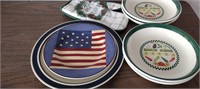 Patriotic Serving Platte Dish Salad Bowls Oven Mit