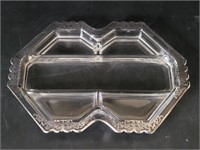 VTG Silver Overlay Divided Glass Dish