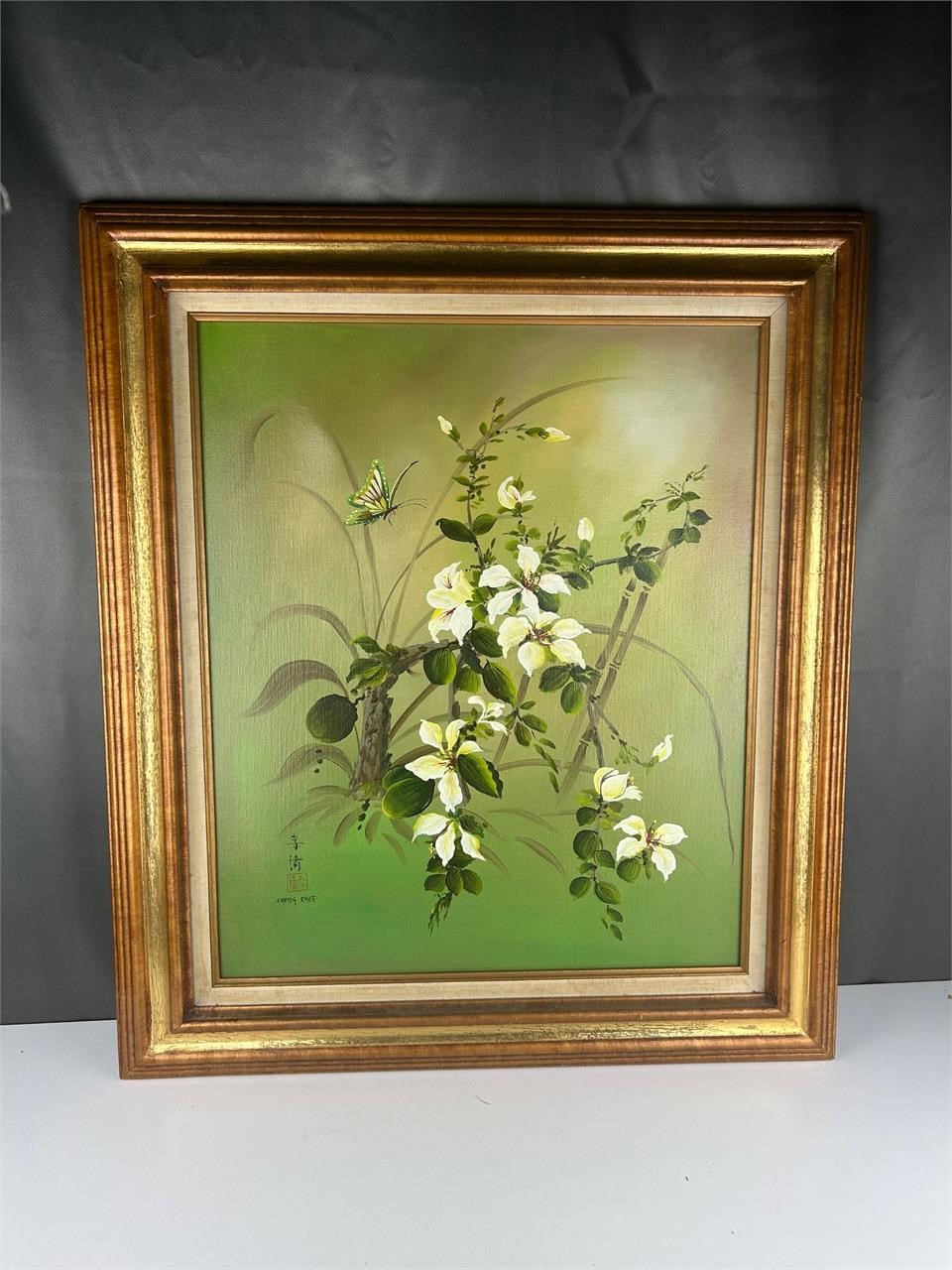 Pickup Oil on Canvas Oriental Floral Chung Rhee