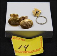 CUFF LINKS, 14KT.PIN SMALL LADIES RING
