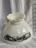 White Milk Glass Lamp Shade Farm, Horse Scene i