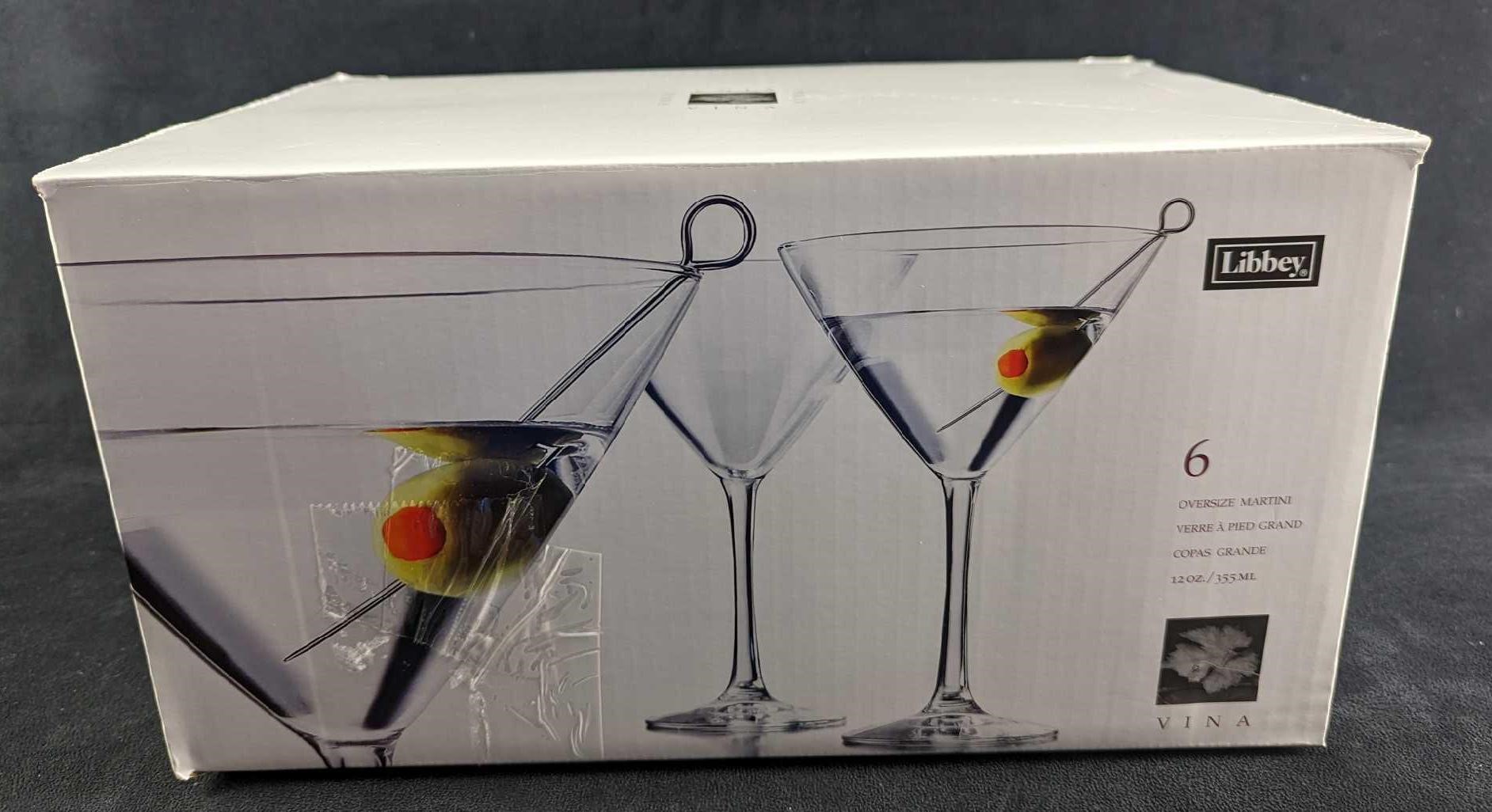 6 Libbey Vina Oversized Martini Glasses