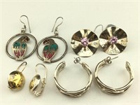 4 pairs large Sterling Earrings