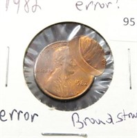 1982 BROADSTRUCK PENNY - ERROR COIN