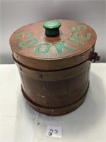 Barrel Style Wooden Cookie Jar