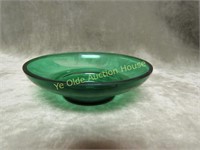 Small Green Candleholder Plate 1970's viking Glass