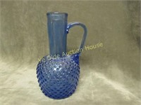 1960's Made Hong Kong Cobalt Blue Ewer Vase Glass