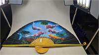 Chinese coy fish art fan