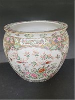 Asian hand painted porcelain fish bowl / flower