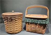 LONGABERGER ROUND CANISTER AND WEEKEND BASKET