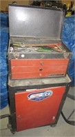 Three drawer toolbox on rolling tool cabinet with