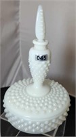 Milkglass 3 Pce Hobnail Boxtle 9"Tall