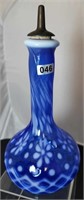 Cobalt Blue Opalescent  Snowflake Barber Bottle