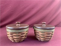 Pair of small Longaberger baskets with lid and