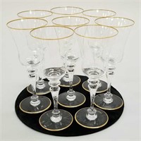 8 Baccarat signed Vienna gold tall water goblets -
