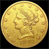 1847 $10 Gold Eagle LIGHTLY CIRCULATED