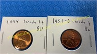 1944 & 1951-D Lincoln cent BU