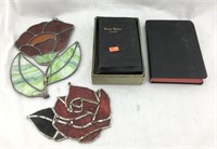 Vintage Bibles & Vintage Stained Glass Roses