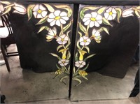 Pair of Stained Glass Floral Mirrors