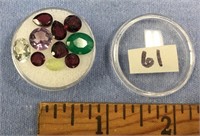 Container of mixed faceted semi-precious stones