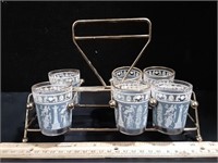 Jeanette Glass Tumblers & Wire Caddy