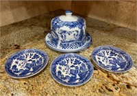 Vintage Blue Willow Plates and Blue Transferware