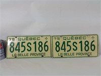 2 plaques immatriculation 1975 licence plates