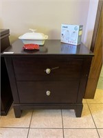 Double drawer black espresso side cabinet