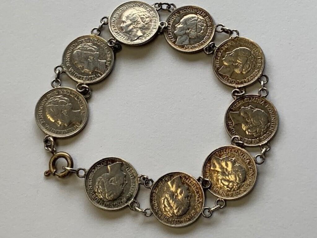 Vintage Coin Bracelet circa 1944 10 cent coins