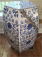 Blue & White Ceramic Plant Stand AS IS