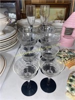 Black and clear stem ware 10pcs