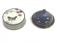 Beautiful Studio Pottery Covered Dishes - Butterfy