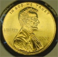 24k gold-plated 2008 d Lincoln penny