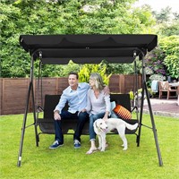 3-Seat Patio Swing Chair, Adjustable Canopy