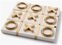 $115  Modern Tic Tac Toe Decoration, Gold and Whit
