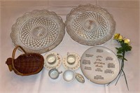 Assortment of Plates, Porcelain Tea Cups, & More
