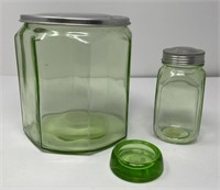 Uranium Glass Jar, Shaker, Chair Cap