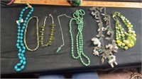 Costume necklaces shades of green & teal
