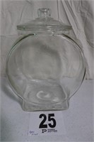 Vintage Glass Peanuts Jar with Glass Lid(R1)
