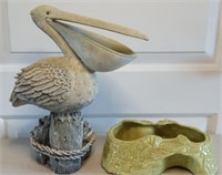 Vintage Shawnee Planter & Pelican Bird Feeder