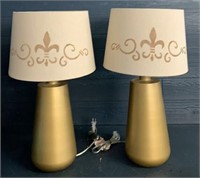 (2) Gold Lamps with Shades