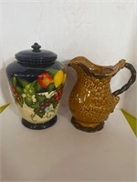 Fruit design water pitcher and canister 11”