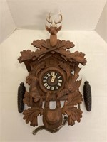 Antique West German Carved Deer Cuckoo Clock