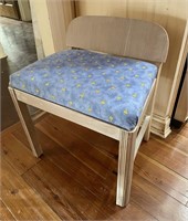 Vintage Wooden Vanity Chair with Upholstered Seat