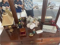 Mirrored Dresser Box, Lamp & Miscellaneous