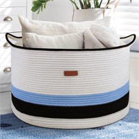 Woven Storage Baskets - Blue  White  Black & Blue