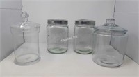 4 Assorted Clear Glass Cookie Jars