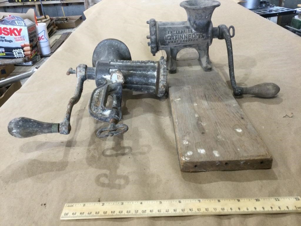 Vintage hand meat grinders