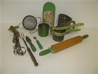 (10) Vintage kitchen items including 1940's wood