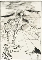 Spanish Surrealist Ink on Paper Signed "Dali"